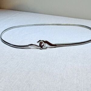 Vintage Skinny Slinky Coil Stretch Belt in Silver With Hook Closure 70s 80s